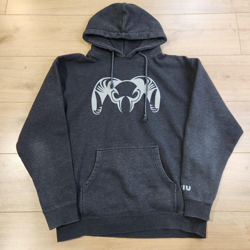 KUIU Hoodie Sweatshirt Mens Large Gray Ram Logo Fleece Pullover Kangaroo Pocket